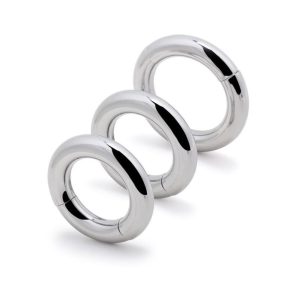 Male Stainless Steel Magnetic Penis Pendant Ball Stretcher Cockring Bondage Squeeze Scrotum Testicles Adults Sex Toy 3 Size A368