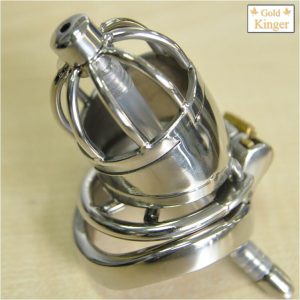 Latest Dormant Lock Short Male Stainless Steel Cock Cage Silicone Catheter Non-Slip Penis Ring Chastity Belt BDSM Sex Toy 277