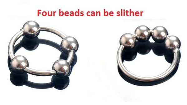 Latest Male Stainless Steel Penis Delayed Gonobolia Ring W Fours Slideable Beads Cock Ring Jewelry Adult BDSM Sex Toy For Glans - Image 3