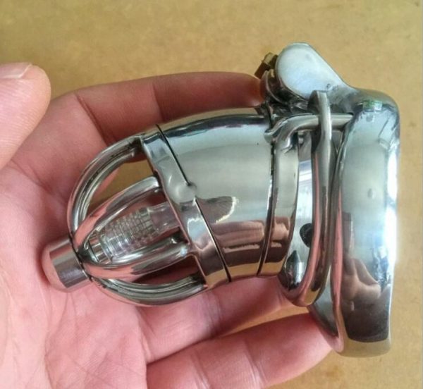 Latest Dormant Lock Short Male Stainless Steel Cock Cage Silicone Catheter Non-Slip Penis Ring Chastity Belt BDSM Sex Toy 277 - Image 5