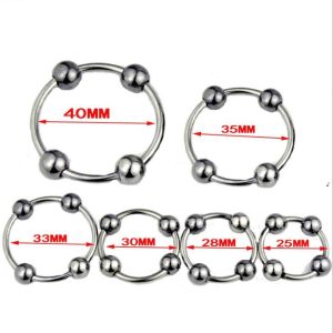 Latest Male Stainless Steel Penis Delayed Gonobolia Ring W Fours Slideable Beads Cock Ring Jewelry Adult BDSM Sex Toy For Glans