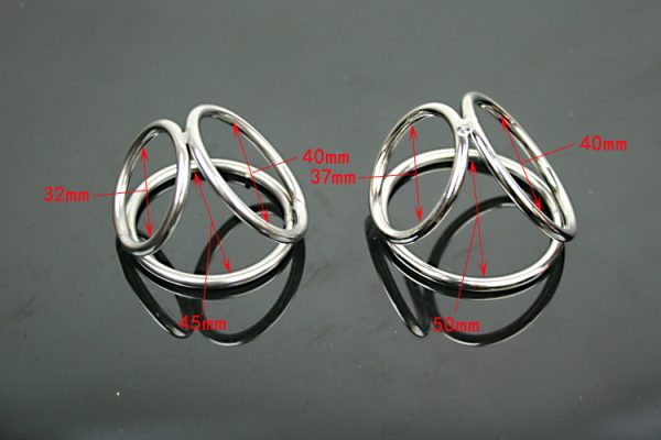 Male Stainless Steel Triple Cock Ring Penis Delay Gonobolia Tool Gadget Chastity Device BDSM Adult Sex Toy 2 Size A511 - Image 4