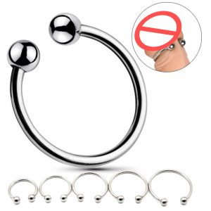 6 Size Latest Male Stainless Steel Two Bead Penis Delayed Gonobolia Ring Cock Ring Jewelry Adult BDSM Sex Toy For Glans YSH-02