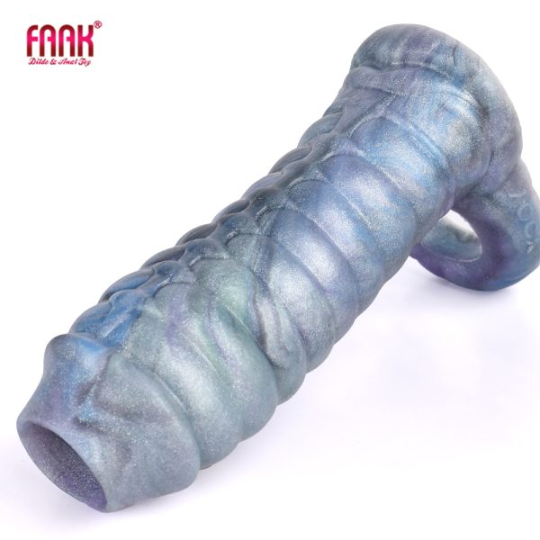 Fantasy Ribbed Dragon Penis Sleeve Soft Silicone Sex Toys Sheath Stretchable Cock Enlargement Hollow Dildo Male Masturbator