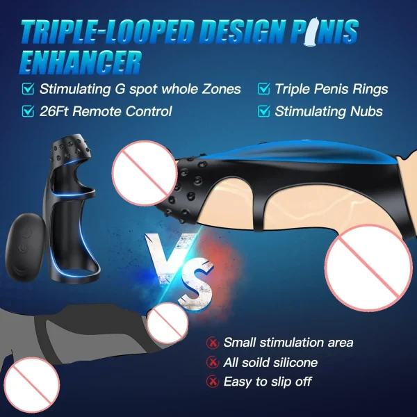 SCSENSIVO Male Remote Vibrating Cock Silicone Sleeve Ring Delay Ejaculation Penis Enlargement Sex Toys for Men Testicle Vibrator - Image 4