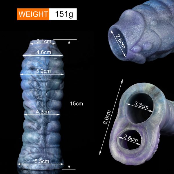Fantasy Ribbed Dragon Penis Sleeve Soft Silicone Sex Toys Sheath Stretchable Cock Enlargement Hollow Dildo Male Masturbator - Image 3