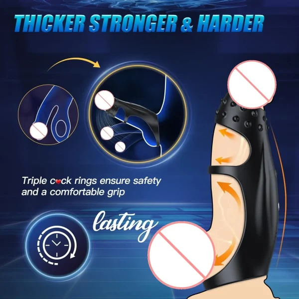 SCSENSIVO Male Remote Vibrating Cock Silicone Sleeve Ring Delay Ejaculation Penis Enlargement Sex Toys for Men Testicle Vibrator - Image 5