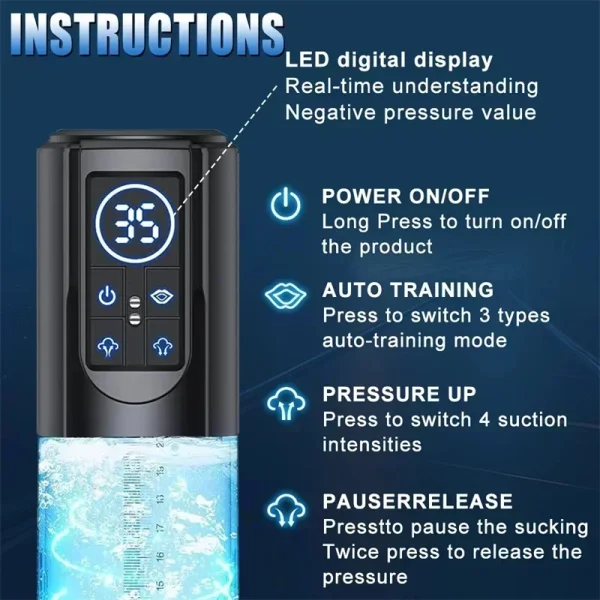 SCIPX7 Waterproof Electric Penis Pump Sex Toy for Men Masturbator Adult Male Penis Enlargement Vacuum Pump Penile Enhancer  Exer - Image 3